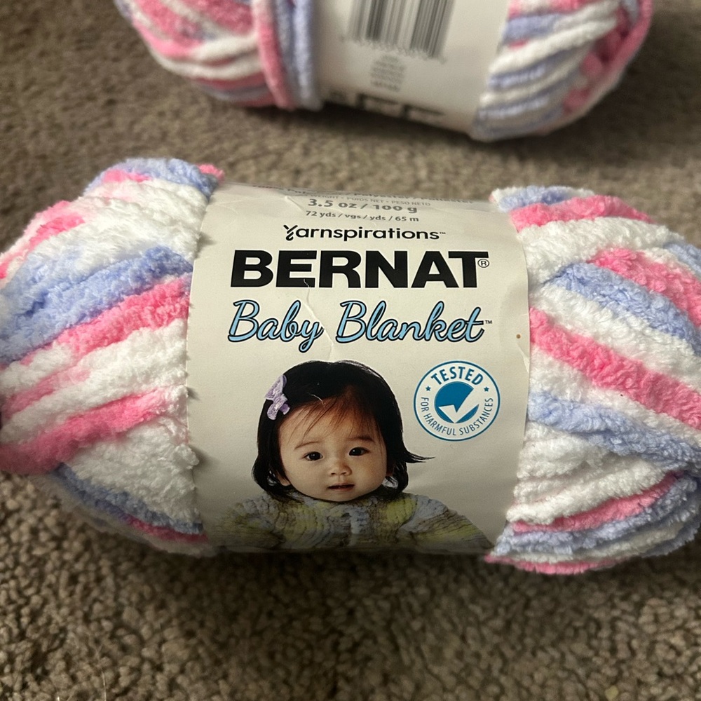 Bernat Baby Blanket Yarn - Pink, White & Light purple